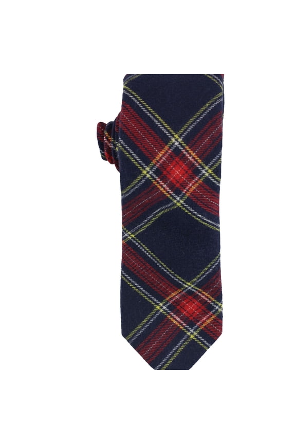 Mens Adams Plaid Self-tied Necktie, Blue, One Size