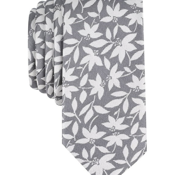 bar III Mens Bossen Floral Self-tied Necktie, Grey, One Size