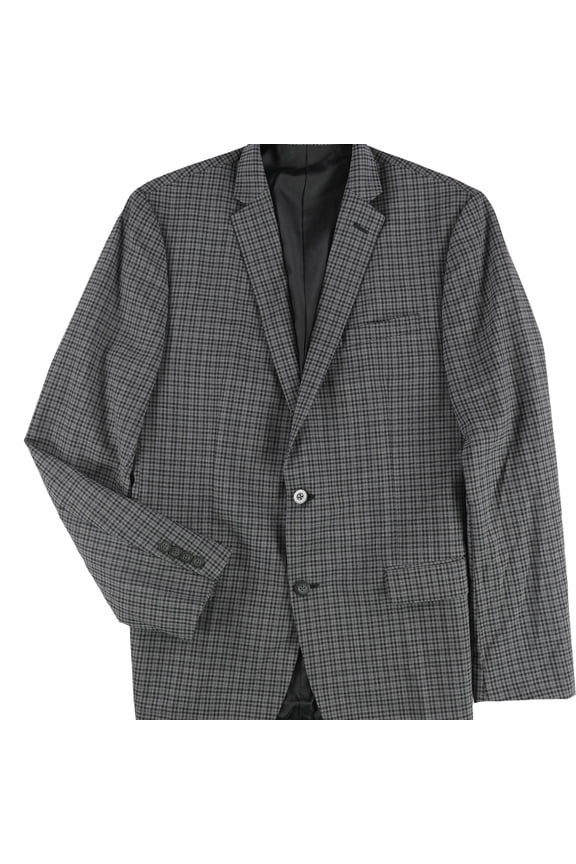 Mens Check Two Button Blazer Jacket, Grey, 42 Long