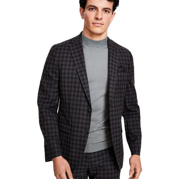 bar III Mens Check Two Button Blazer Jacket, Multicoloured, 36 Regular
