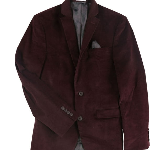 bar III Mens Corduroy Two Button Blazer Jacket, Red, 36 Long