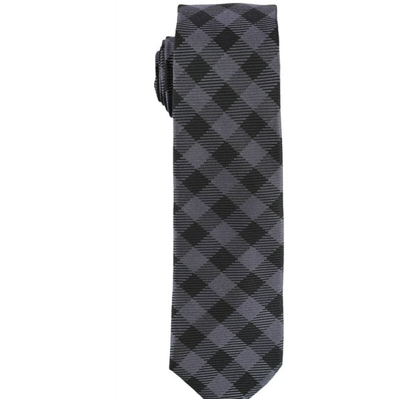 bar III Mens Coronie Plaid Self-tied Necktie, Black, One Size