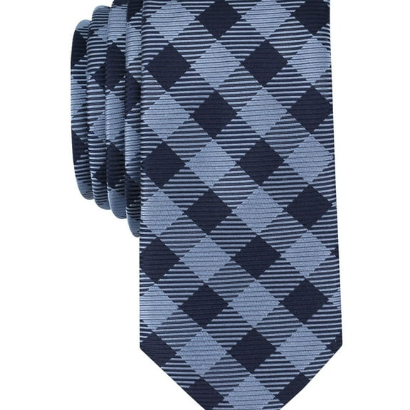bar III Mens Coronie Plaid Self-tied Necktie, Blue, One Size