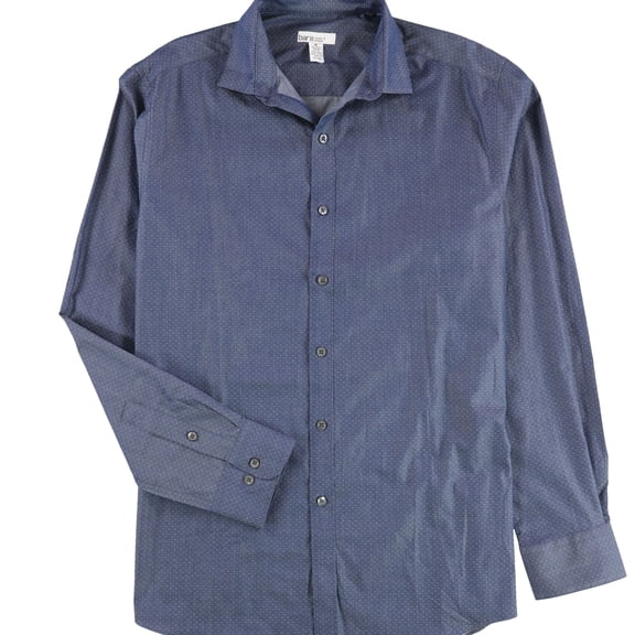 bar III Mens Dot Button Down Dress Shirt, Blue, 15"-15.5" Neck 34"-35" Sleeve