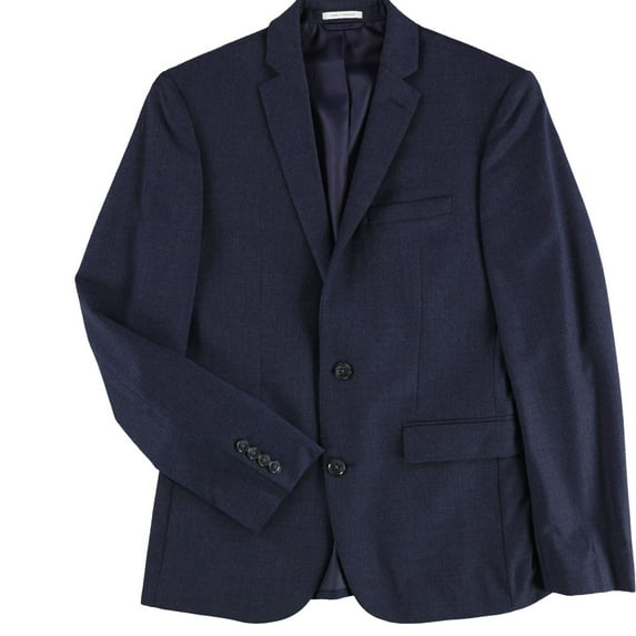 bar III Mens Flannel Two Button Blazer Jacket, Blue, 36 Short