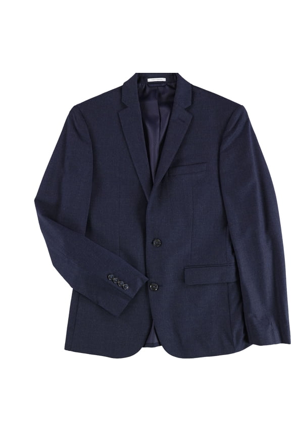 Mens Flannel Two Button Blazer Jacket, Blue, 40 Long