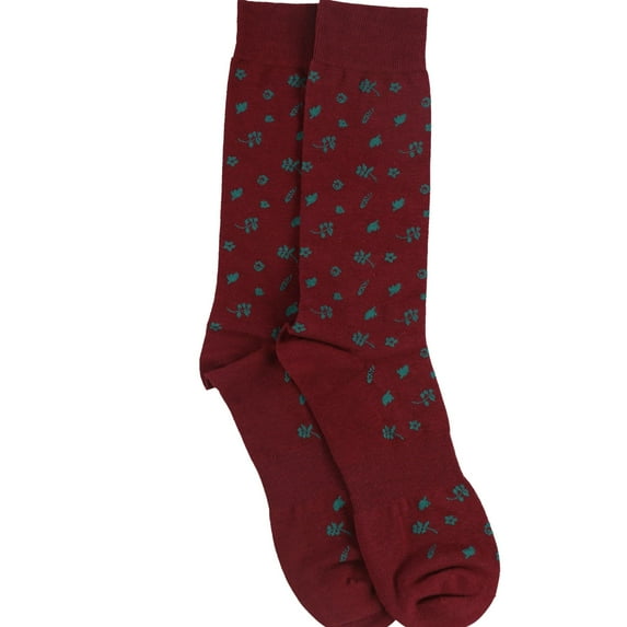 bar III Mens Floral Print Dress Socks, Red, 7-12