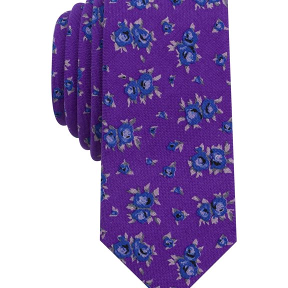 bar III Mens Floral Self-tied Necktie, Purple, One Size