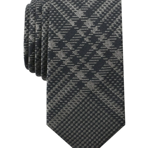 bar III Mens Glen Plaid Self-tied Necktie, Black, One Size
