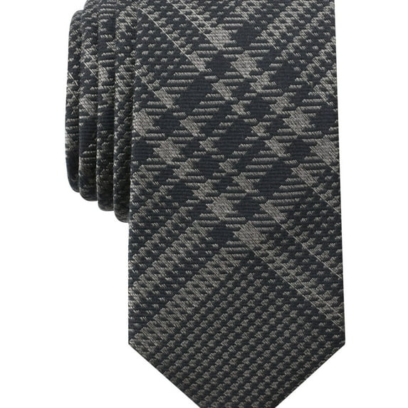 bar III Mens Glen Plaid Self-tied Necktie, Black, One Size