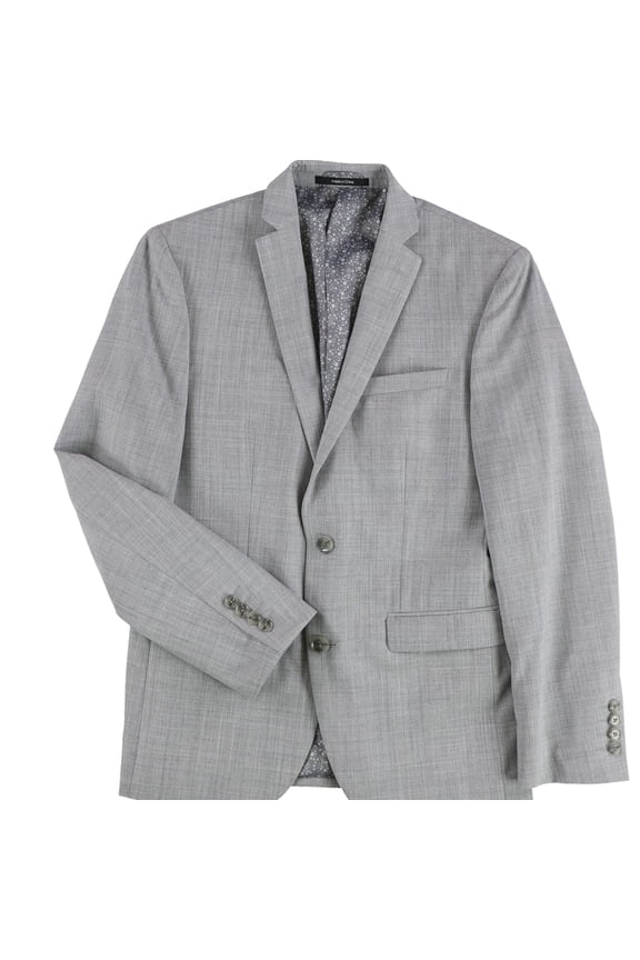 Mens Heathered Two Button Blazer Jacket, Grey, 40 Long