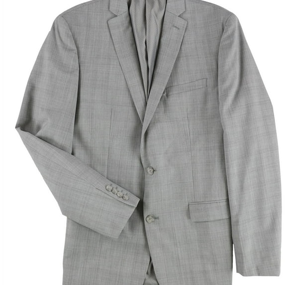 bar III Mens Heathered Two Button Blazer Jacket, Grey, 42 Long