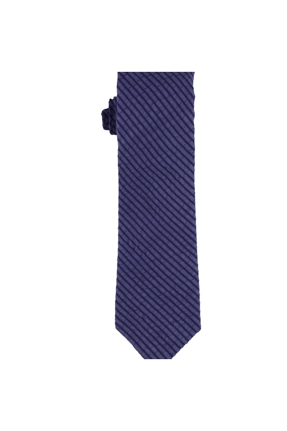 Mens Skinny Cotton Striped Self-tied Necktie, Blue, One Size