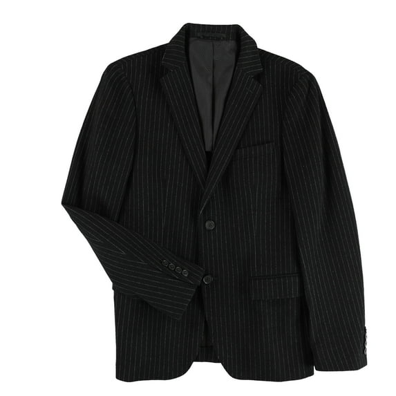 bar III Mens Slim-Fit Black Stripe Two Button Blazer Jacket, Black, 38 Regular