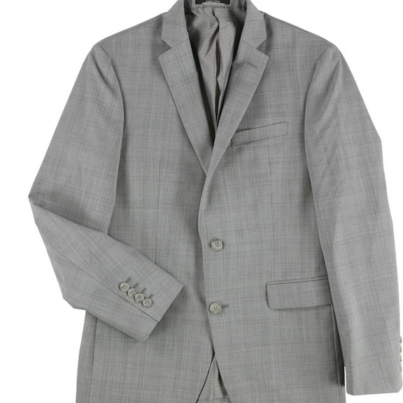 bar III Mens Slim Fit Plaid Two Button Blazer Jacket, Grey, 36 Short