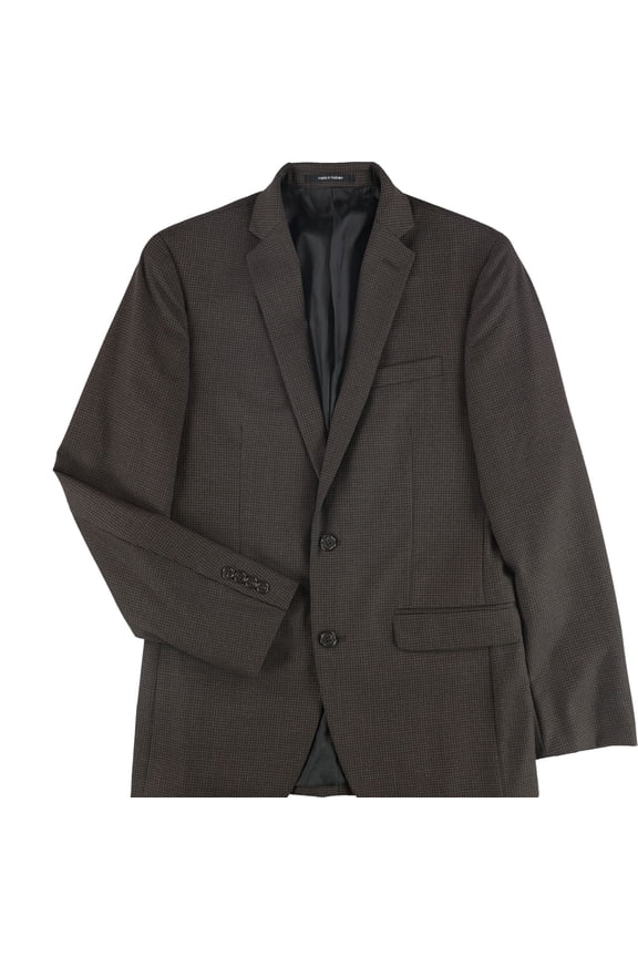 Mens Slim Fitting Check Two Button Blazer Jacket, Brown, 36 Regular