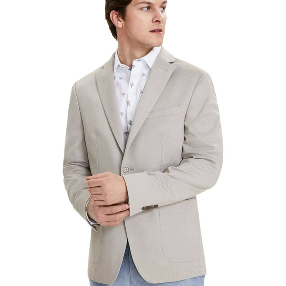bar III Mens Sports Coat Two Button Blazer Jacket, Beige, 36 Short