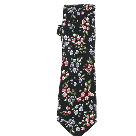 bar III Mens Spring Floral Skinny Self-tied Necktie, Black, One Size
