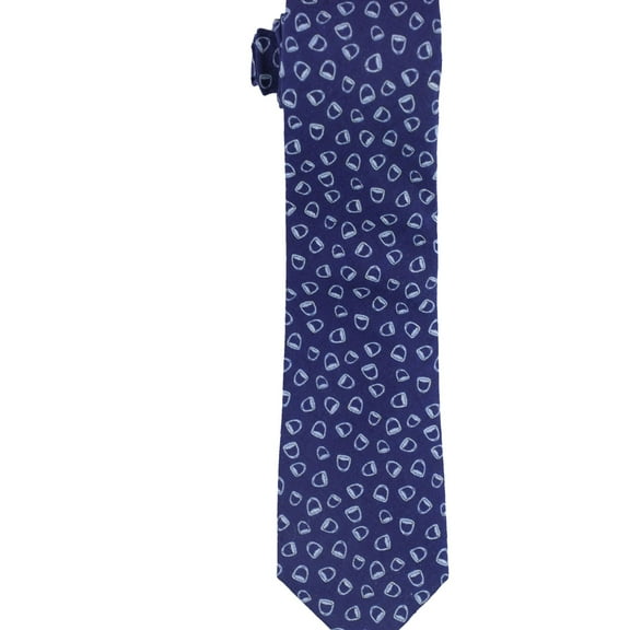 bar III Mens Stirrup-Print Self-tied Necktie, Blue, Classic (57 To 59 in.)