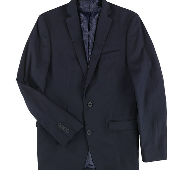 bar III Mens Stretch Two Button Blazer Jacket, Blue, 40 Long