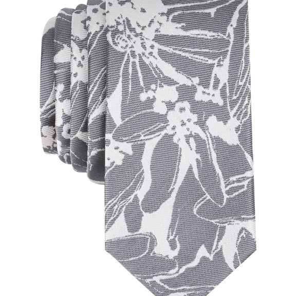 bar III Mens Totness Floral Self-tied Necktie, Grey, One Size