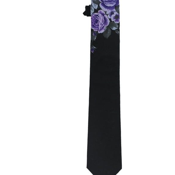 bar III Mens Wanica Floral Self-tied Necktie, Black, One Size