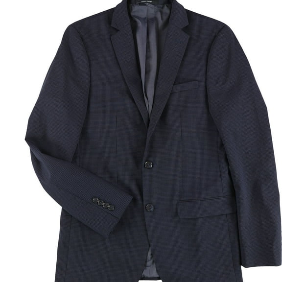 bar III Mens Wrinkle Resistant Stretch Two Button Blazer Jacket, Blue, 40 Long