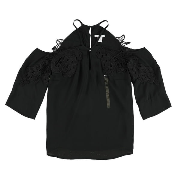 bar III Womens Applique Tunic Blouse, Black, X-Small