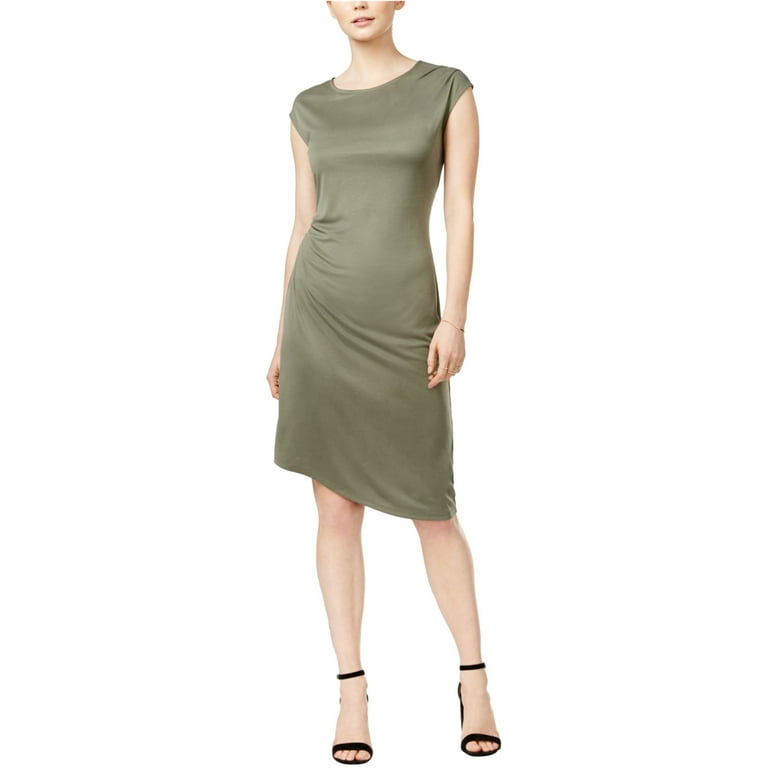 bar iii green dress Bar III Women's Printed Ruched Pullover Mesh Midi Dress, Created for Macy's