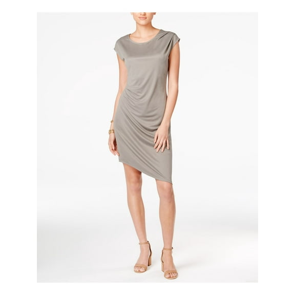 bar III Womens Asymmetrical Bodycon Dress, Grey, Small