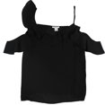 thumbnail image 1 of bar III Womens Asymmetrical Cold Shoulder Pullover Blouse, Black, X-Large, 1 of 2