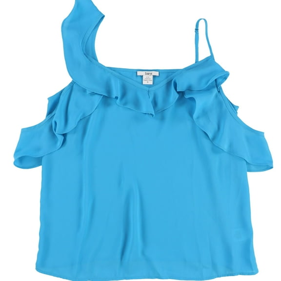 bar III Womens Asymmetrical Cold Shoulder Pullover Blouse, Blue, XX-Small