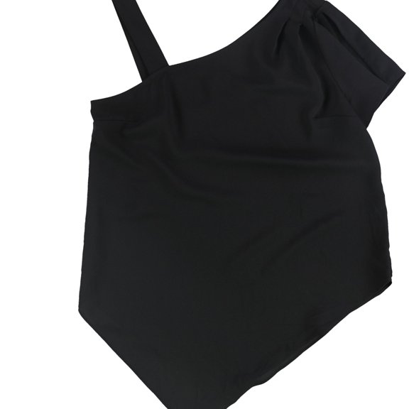 bar III Womens Asymmetrical Knit Blouse, Black, Small