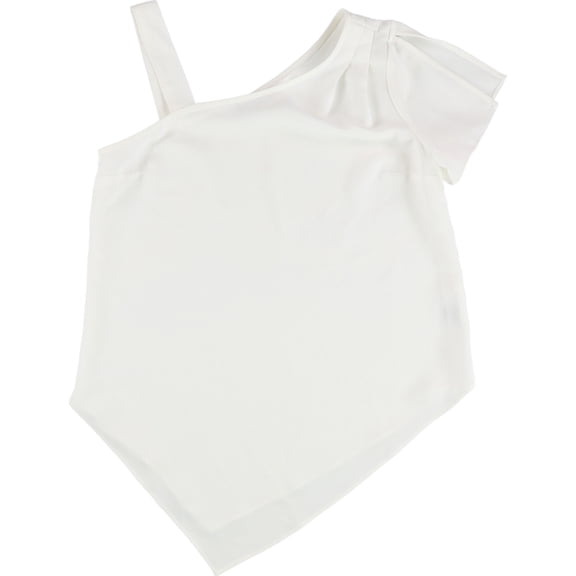 bar III Womens Asymmetrical Knit Blouse, White, Large