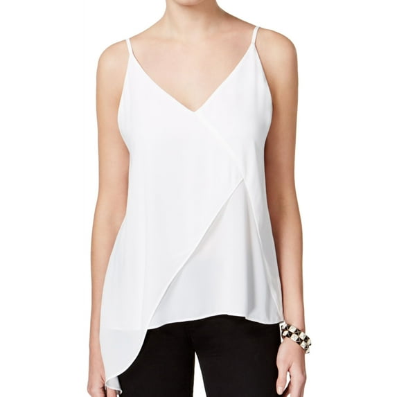 bar III Womens Asymmetrical Knit Blouse, White, X-Large