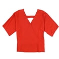 thumbnail image 1 of bar III Womens Back Cutout Wrap Blouse, Red, XX-Small, 1 of 2