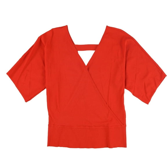 bar III Womens Back Cutout Wrap Blouse, Red, XX-Small