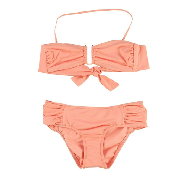 bar III Womens Bandeau U-Bar 2 Piece Bikini, Orange, X-Small