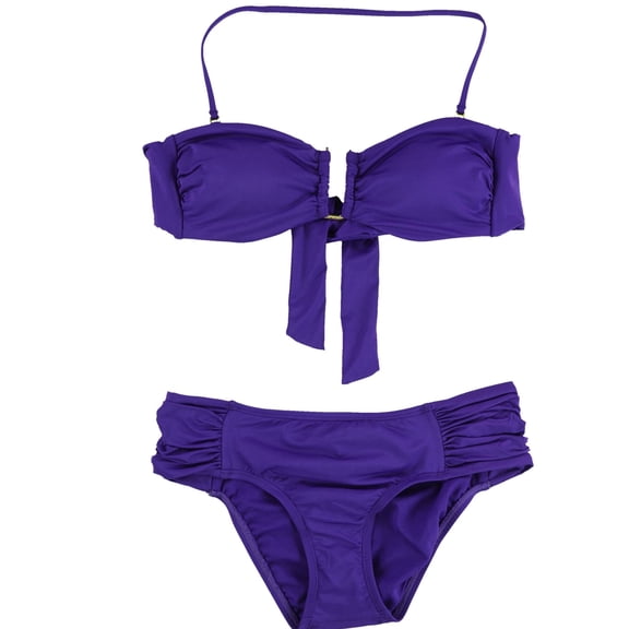 bar III Womens Bandeau U-Bar 2 Piece Bikini, Purple, X-Small