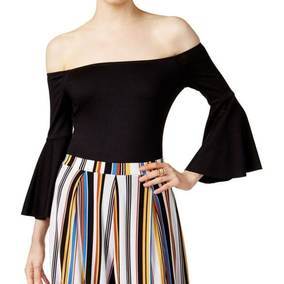 bar III Womens Bell Sleeve Bodysuit Jumpsuit, Black, XX-Small