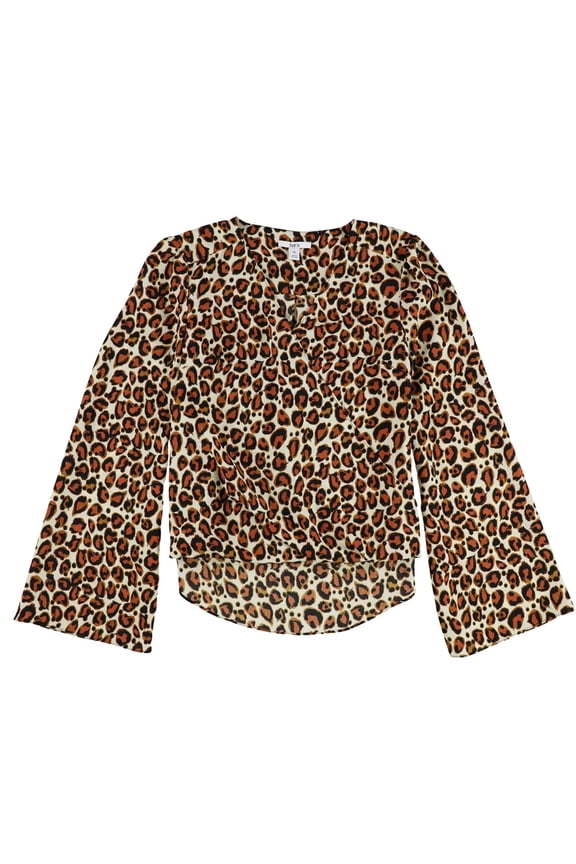 Womens Bell-Sleeve Pullover Blouse, Brown, XX-Large