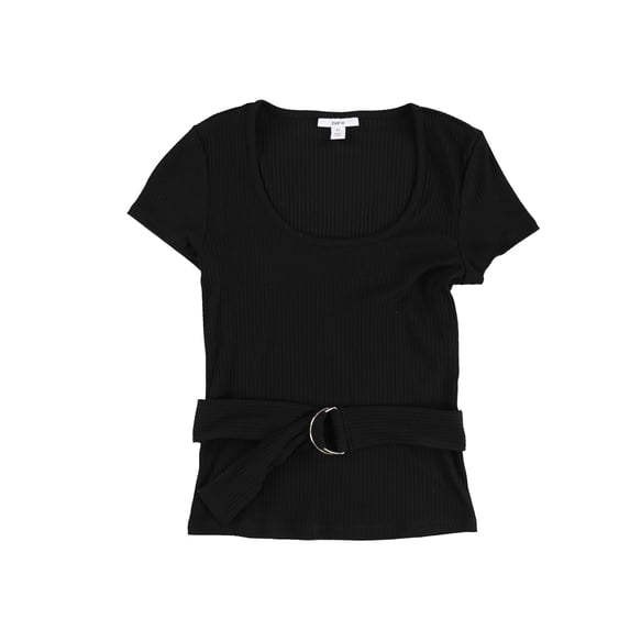 bar III Womens Belted Knit Blouse, Black, X-Large
