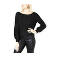 thumbnail image 1 of bar III Womens Bishop Sleeve Pullover Sweater, Black, Medium, 1 of 2