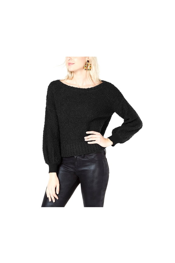 Womens Bishop Sleeve Pullover Sweater, Black, Medium