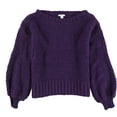 thumbnail image 1 of bar III Womens Bishop Sleeve Pullover Sweater, Purple, X-Large, 1 of 2