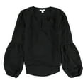 thumbnail image 1 of bar III Womens Blouson Sleeve Knit Blouse, Black, Large, 1 of 2
