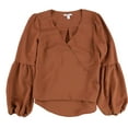 thumbnail image 1 of bar III Womens Blouson Sleeve Knit Blouse, Brown, Medium, 1 of 2