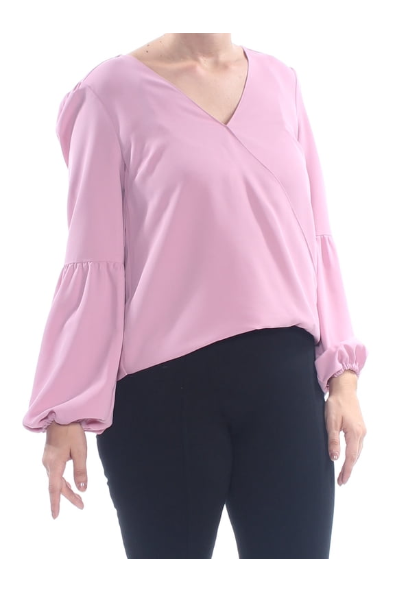$59 Womens New 1346 Pink Blouson Sleeve Knit Blouse L B+B