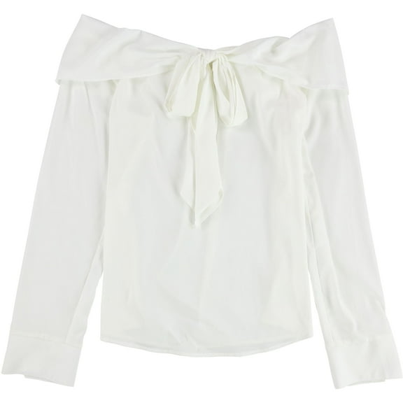 bar III Womens Bow Knit Blouse, White, Medium