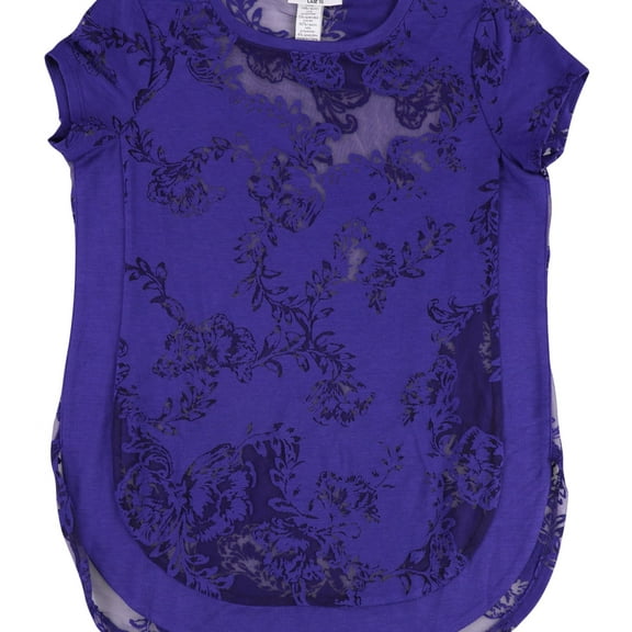 bar III Womens Burnout Lace Embellished T-Shirt, Blue, XX-Small